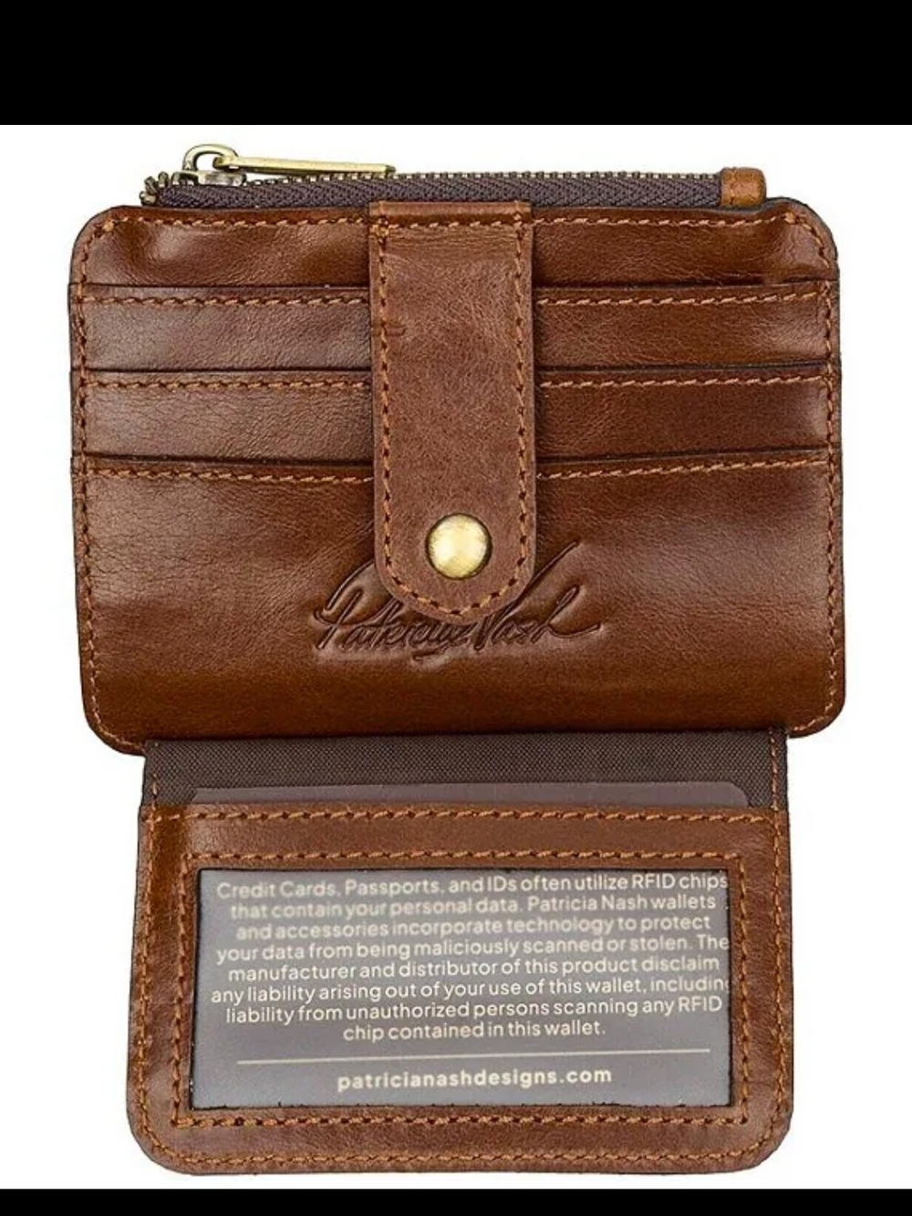 Patricia Nash Paris Map Multi-Tone Leather ID Cassis Card Wallet with Brown Trim - Picture 4 of 7